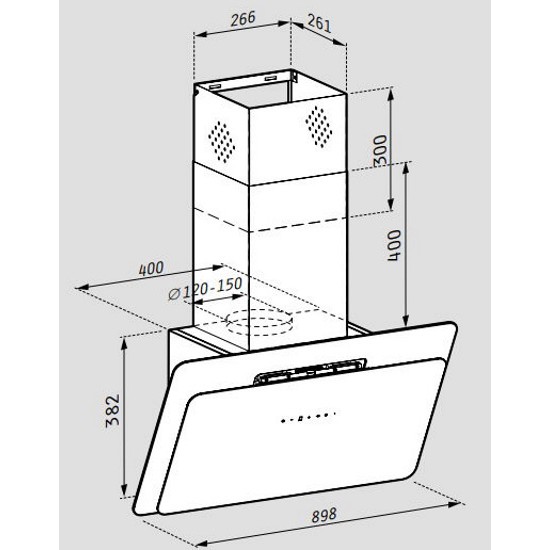 Pyramis Vetrio Απορροφητήρας Καμινάδα 90cm Inox-White 065039501 - Image 5