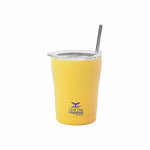 Estia 01-12458 Coffee Mug Save The Aegean Ποτήρι Θερμός με Καλαμάκι Pineapple Yellow 350ml