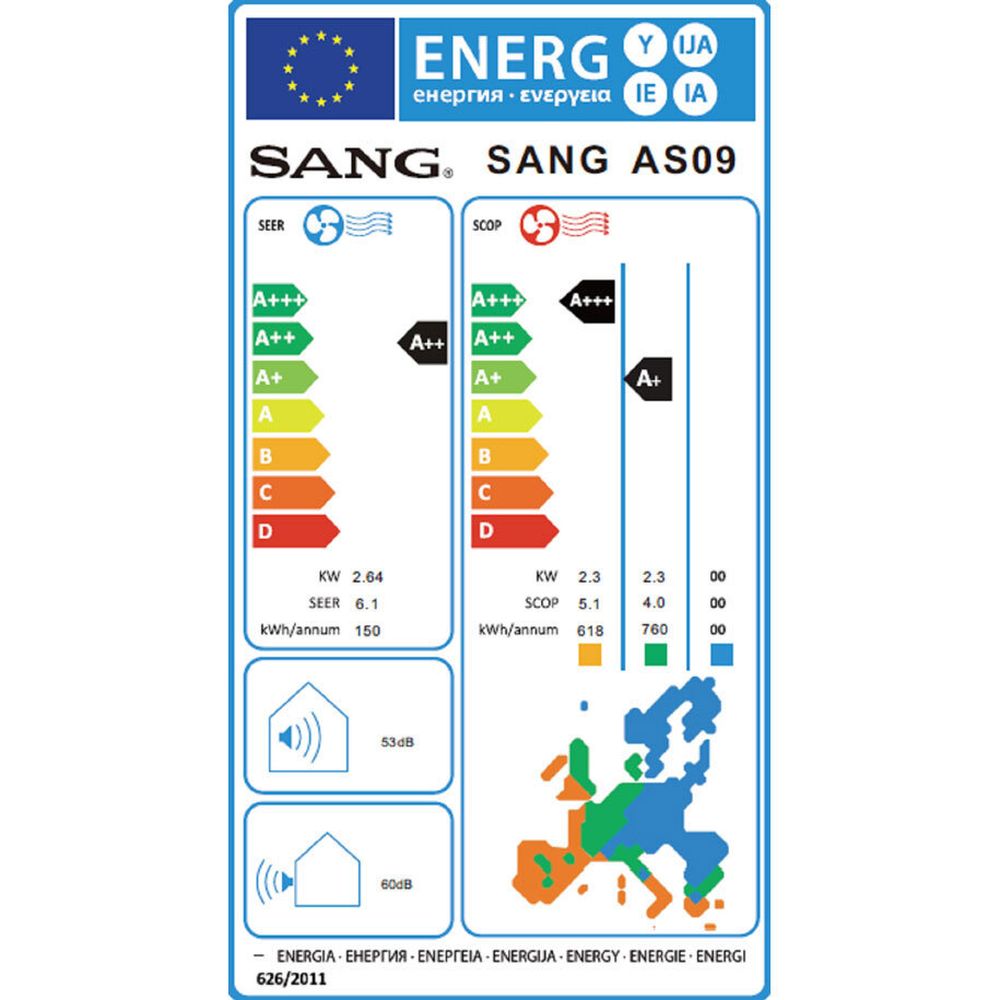 Sang AS09IN / AS09OUT Κλιματιστικό Inverter 9000 BTU A++/A+ - Image 2