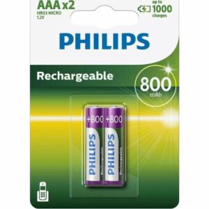 Philips Επαναφορτιζόμενες Μπαταρίες AAA Ni-MH 800mAh 1.2V 2τμχ