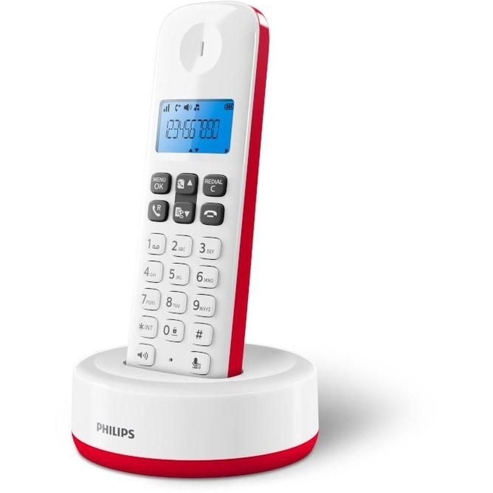 Philips D1611 Ασύρματο Τηλέφωνο με Aνοιχτή Aκρόαση Λευκό / Κόκκινο - Image 2