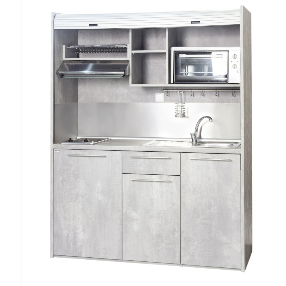 Silver ΚΣ160 Πολυκουζινάκι με Δεξιά Γούρνα 160x65x209cm Χρώμα: Πατιτή Τσιμεντοκονία (χωρίς φουρνάκι) - Image 3