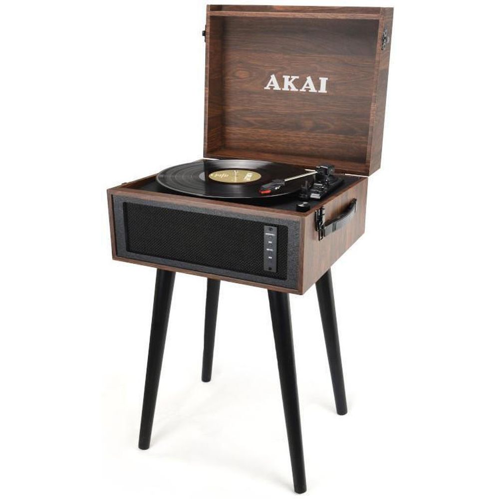 Akai ATT-101 BT Βαλιτσάκι Πικάπ με Προενίσχυση και Ενσωματωμένα Ηχεία Καφέ
