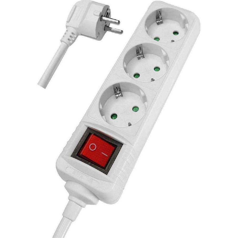 POWERTECH PT-873 πολύπριζο, 3x schuko, 16A, 1.5m, λευκό