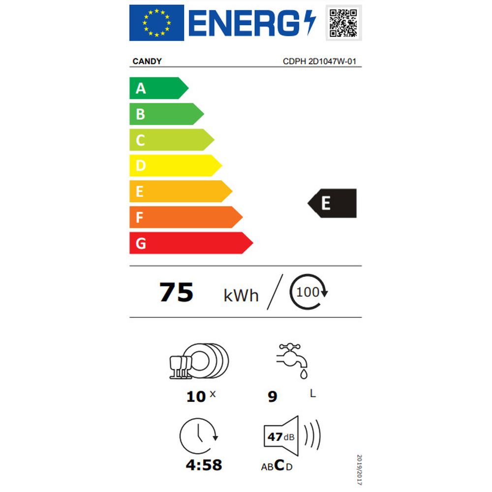 Candy CDPH 2D1047W Ελεύθερο Πλυντήριο Πιάτων για 10 Σερβίτσια Λευκό - Image 2