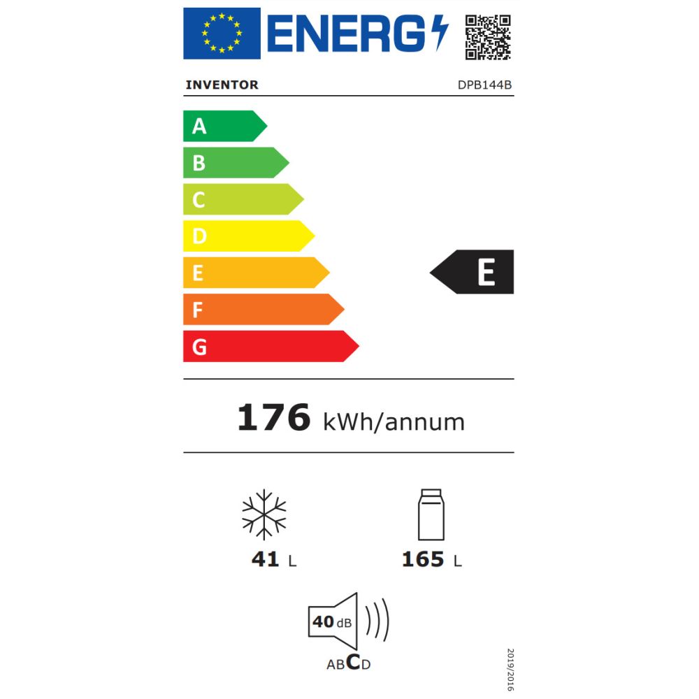 Inventor DPB144B Ψυγείο Δίπορτο 206lt Υ143.4xΠ55xΒ54.2εκ. Μαύρο - Image 2