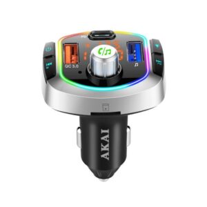 Akai FMT-63BT Μεταδότης αυτοκινήτου FM transmitter και φορτιστής με Bluetooth, FM, micro SD, 2 USB, LED και Hands Free