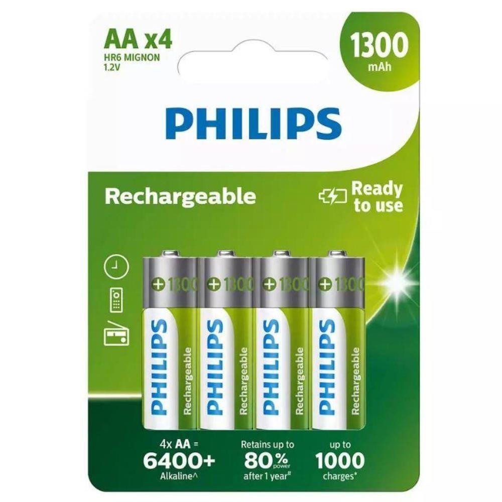 Philips R6B4A130/10GRS Επαναφορτιζόμενες Μπαταρίες AA Ni-MH 1300mAh 1.2V 4τμχ