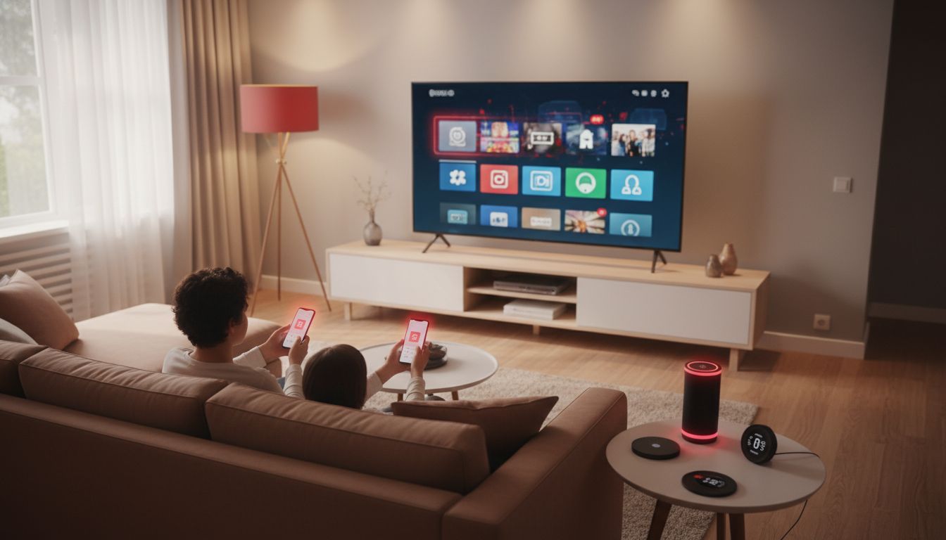 σύγχρονη smart τηλεόραση σαλόνι