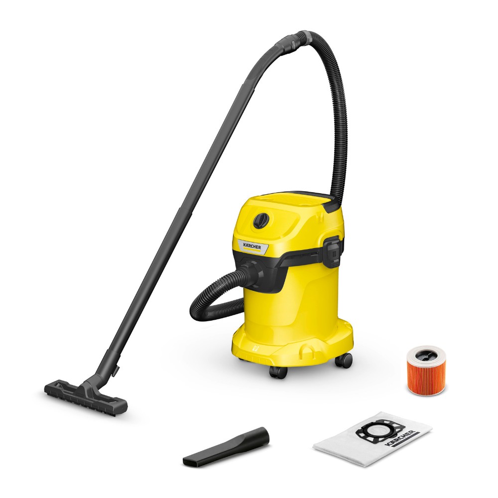 Karcher 1.628-130.0 WD 3 Σκούπα Υγρών / Στερεών με Ανοξείδωτο Κάδο 17lt