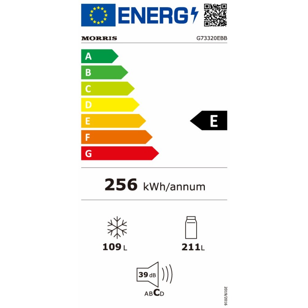 Morris G73320EBB Ψυγειοκαταψύκτης 320lt NoFrost Υ185xΠ60xΒ65.8cm Μαύρο Γυαλί - Image 2