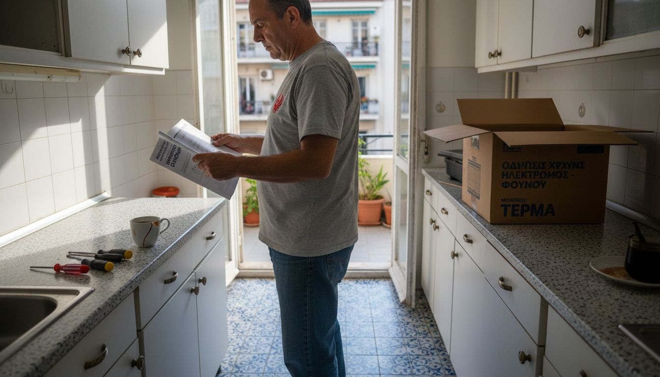 Κάποιος ετοιμάζεται να αντικαταστήσει τον παλιό του φούρνο στην κουζίνα.