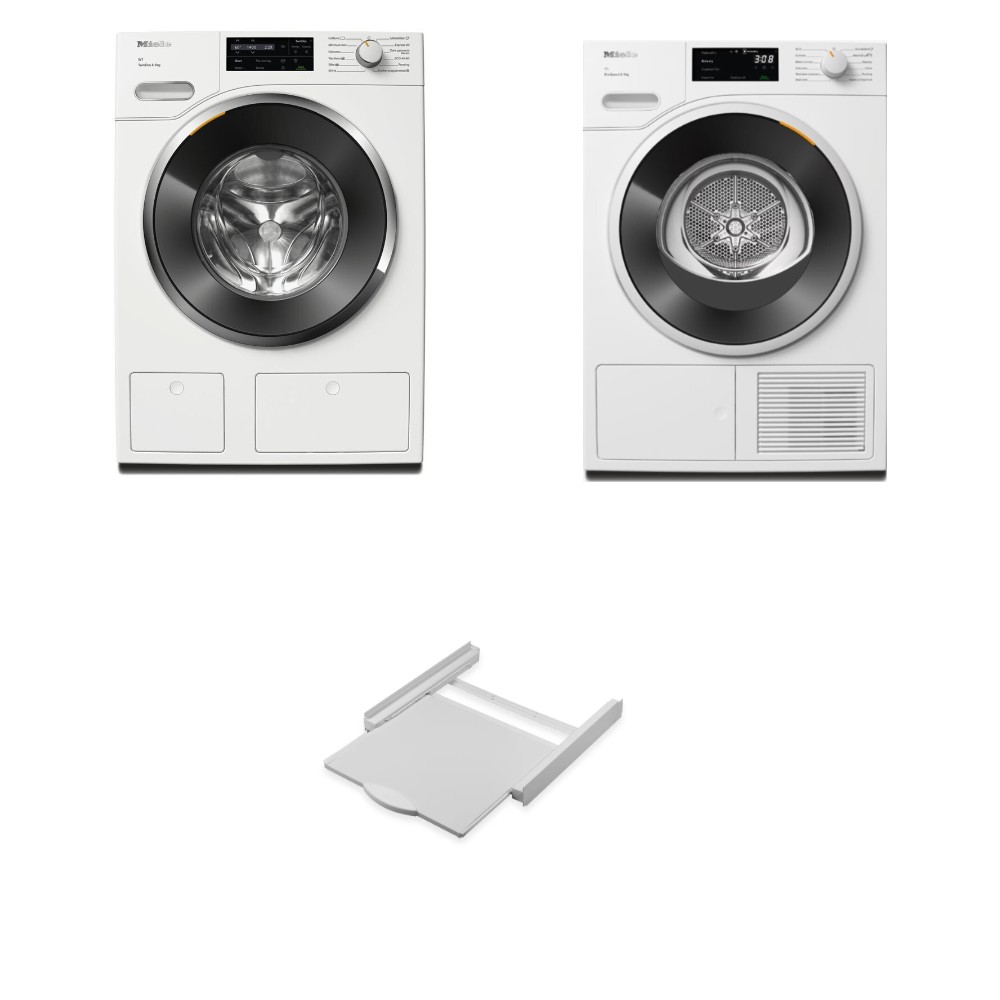 Miele WWG 660 WCS + TWC640WP + Roller 00694 Σετ Πλυντήριο Στεγνωτήριο και Βάση Σύνδεσης