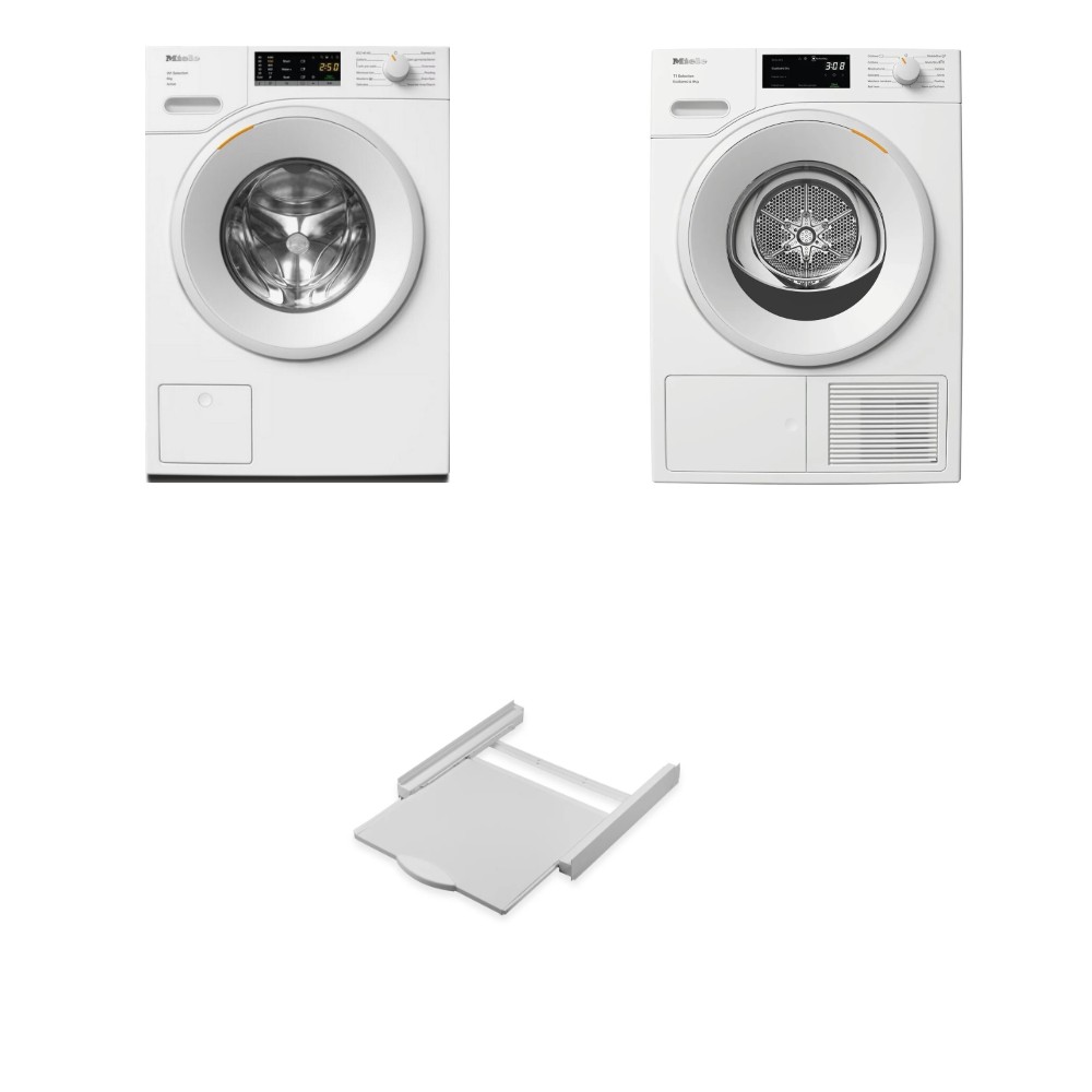Miele WSA123 WCS + TSC643WP + Roller 00694 Σετ Πλυντήριο Στεγνωτήριο και Βάση Σύνδεσης