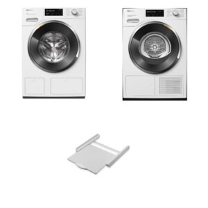 Miele WWI880 WCS + TWL680WP + Roller 00694 Σετ Πλυντήριο Στεγνωτήριο και Βάση Σύνδεσης