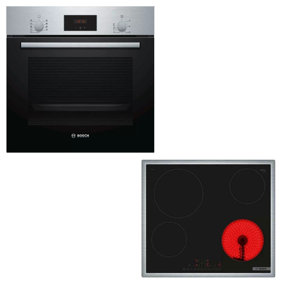 Bosch HBF134ES1 + PKE645FP2E Φούρνος άνω Πάγκου 66lt με Κεραμικές Εστίες Π59.4εκ. Inox