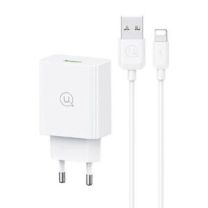 Usams SCXLTZ03 Φορτιστής Τοίχου 18W με Θύρα USB-A και Καλώδιο Lightning Λευκός