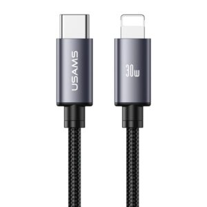 Usams SJ770USB01 Καλώδιο Lightning σε USB-C 1m 30W και 480Mbps Μαύρο