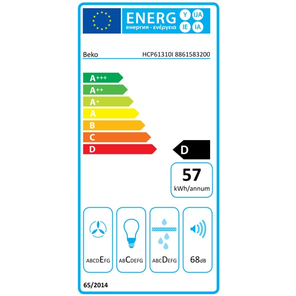 Beko HCP61310I Απορροφητήρας Καμινάδα 60cm Inox - Image 2