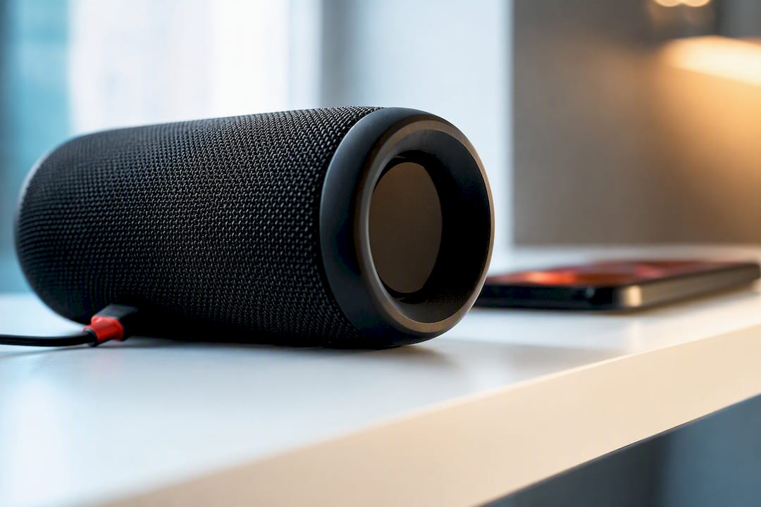 Κοντινή λήψη ενός άγνωστου Bluetooth ηχείου