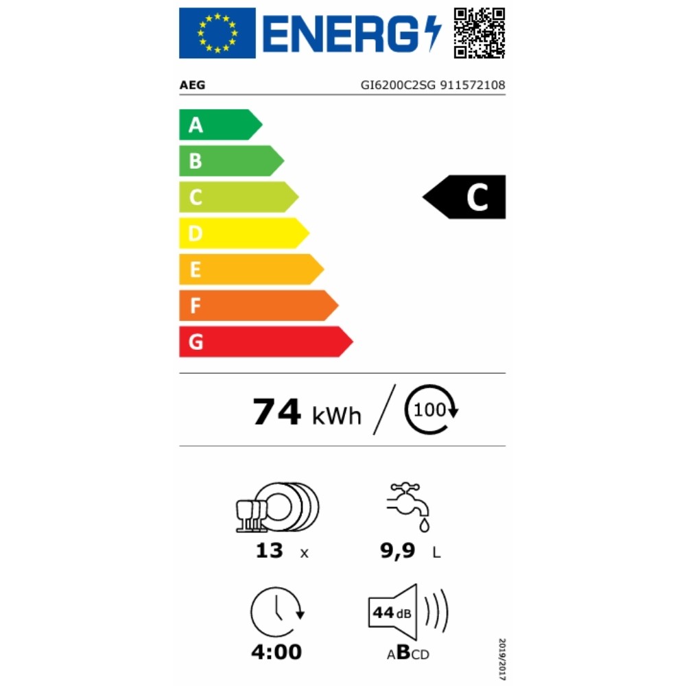 AEG GI6200C2SG Πλήρως Εντοιχιζόμενο Πλυντήριο Πιάτων για 13 Σερβίτσια Π59.6xY81.8cm 911572108 - Image 3