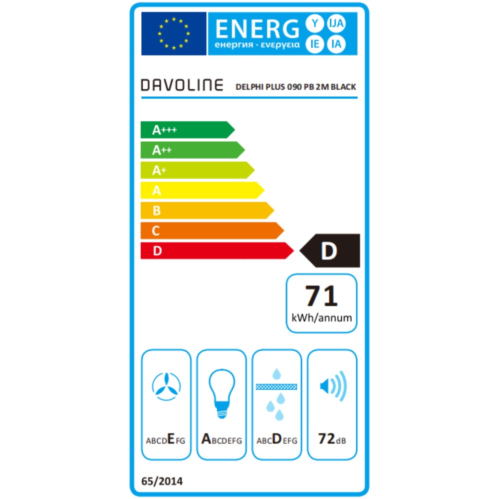 Davoline DELPHI PLUS 090 PB2M BL Απορροφητήρας Ελεύθερος Π89.8cm Μαύρος 801016012 - Image 2