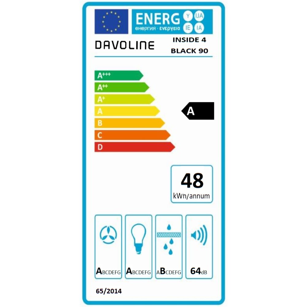 Davoline INSIDE 4 ANTI DRIP 090 BL Μηχανισμός Απορρόφησης Π89.8cm Μαύρος 801003078 - Image 2