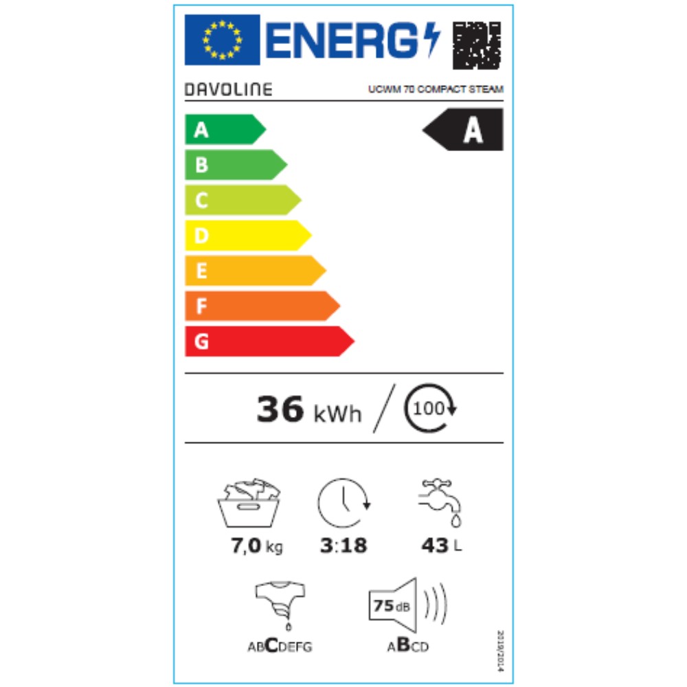Davoline UCWM 70 COMPACT STEAM Πλυντήριο Ρούχων 7kg με Ατμό 1000 Στροφών 801232002 - Image 2