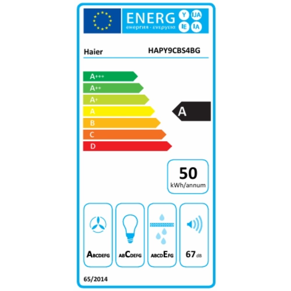 Haier HAPY9CBS4BG Απορρόφητήρας Καμινάδα 90cm Μαύρος 36901935 - Image 3