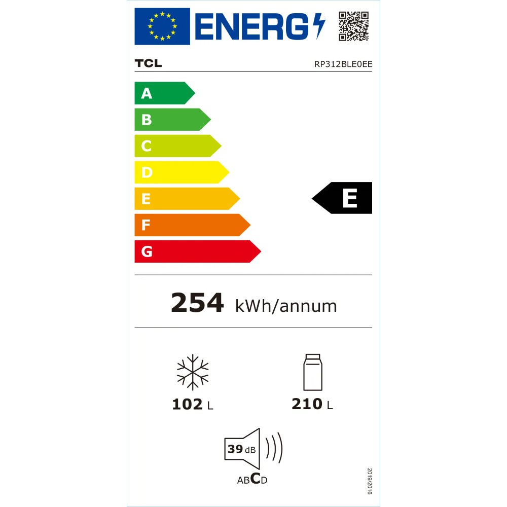 TCL RP312BLE0EE Ψυγειοκαταψύκτης 312lt Total NoFrost Υ185xΠ59.5xΒ60εκ. Inox - Image 2