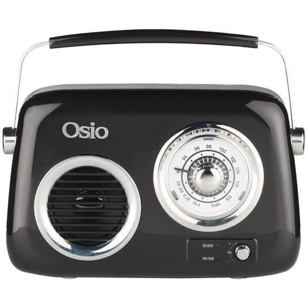Osio OPR-3040B Μαύρο Ρετρό φορητό αναλογικό ραδιόφωνο με Bluetooth 15183-0001